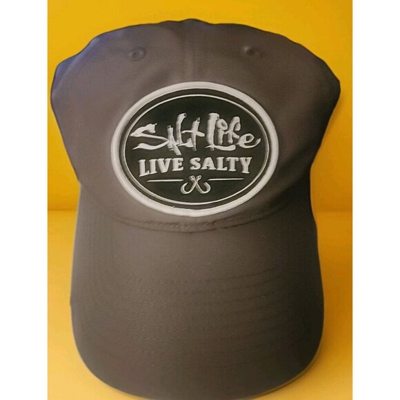 Salt Life "Live Salty". Grey Hook & Loop Closure/ Baseball Cap Style Nwt New - Picture 1 of 5